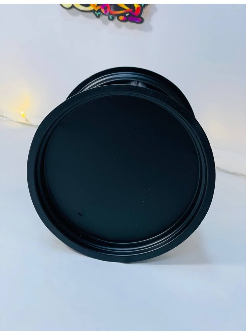 Metal Ramadan lantern, round metal lantern with a candle holder, black lantern with colored glass - Image 4